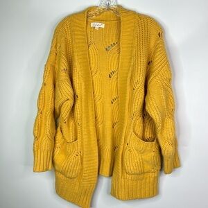Sweet Genesis Yellow Chunky Cardigan Sweater Size S/M